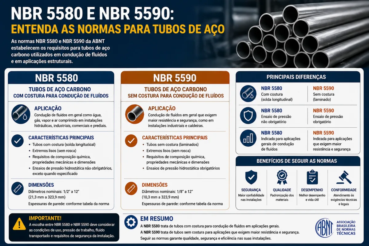Tubos Schedule — tipos, espessuras e aplicações industriais